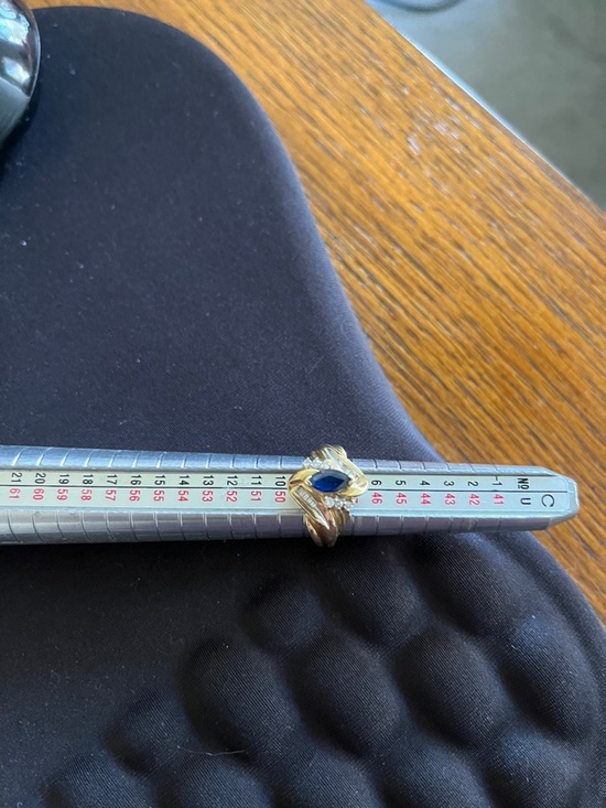Jewelry - Gold 14k Ring with Deep Blue Marquise Stone and diamonds!